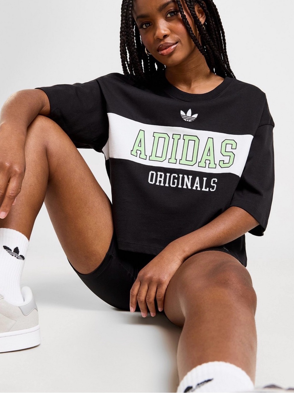 🖤 Adidas Originals Colorblock Cropped Tee Black Size Small